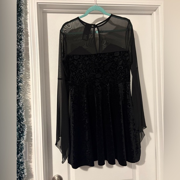 Killstar Black Long Sleeve Dress with Sheer Accents - Picture 5 of 10
